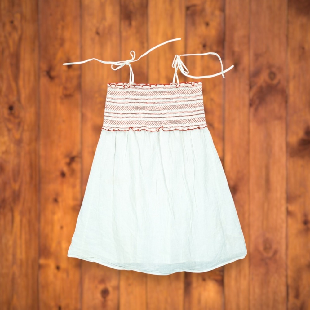 Madewell Women's Tie-Strap Dress‎ Size Small White and Red